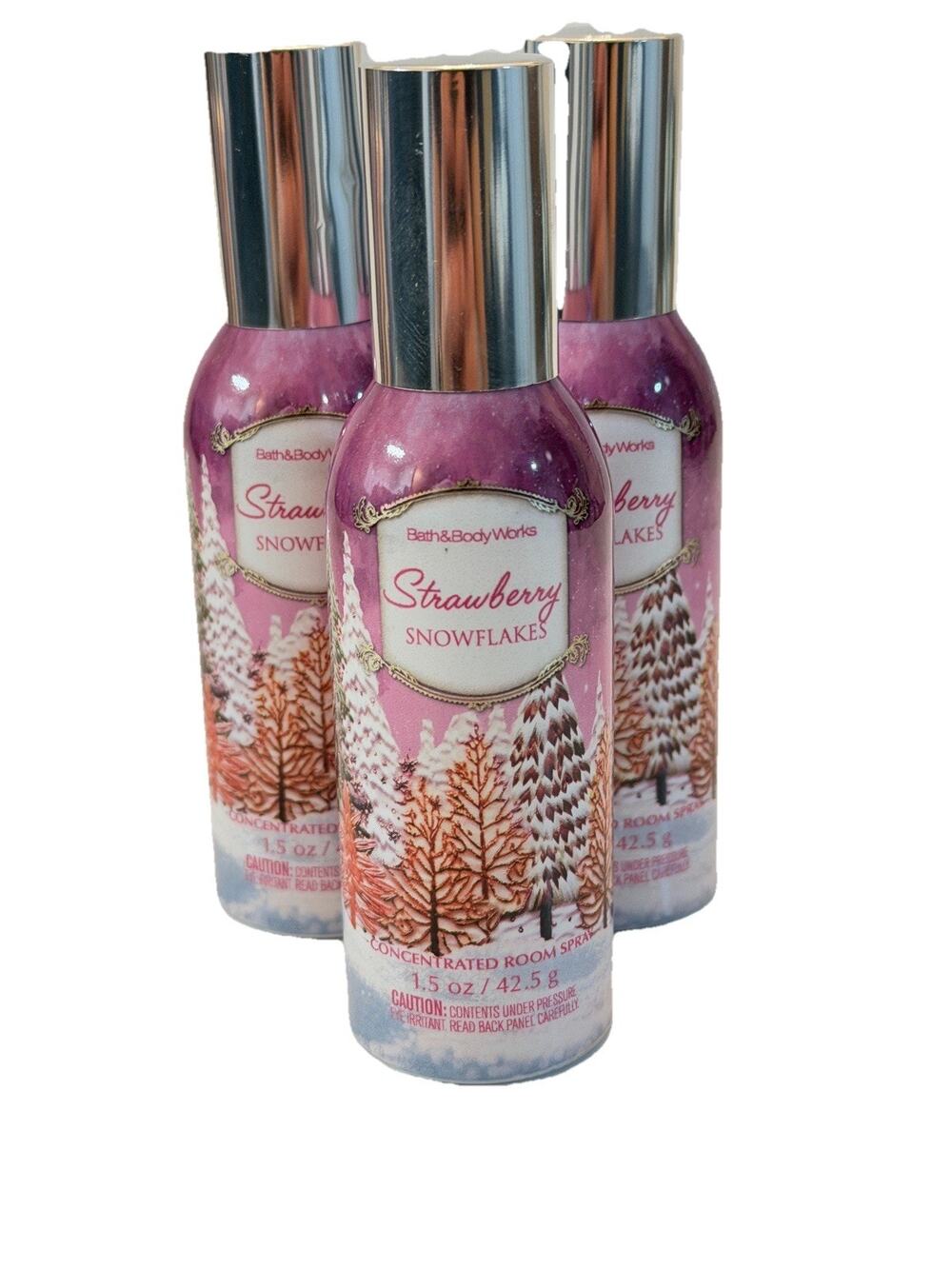 3 X Bath & Body Works STRAWBERRY SNOWFLAKES Concentrated Room Spray NEW
